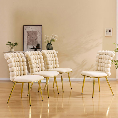 Fauteuil d'appoint ergonomique capitonné avec pieds brillants, fauteuil de salle à manger et meuble-lavabo peu encombrant