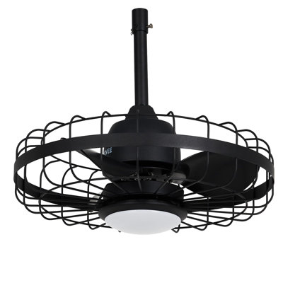 20" Outdoor Ceiling Fan with Lights, Plug in Caged Ceiling Fan with Remote Control Smart App, IP44 Waterproof Gazebo Fans with 6 Speed Reversible, Timer, 3CCT for Outdoor Patio Porch, Black