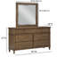 Commode à 7 tiroirs en chêne massif de style bungalow urbain avec miroir paysage assorti