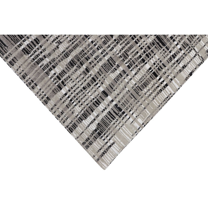 Abstract Area Rug in White, Rectangle 10' x 14'