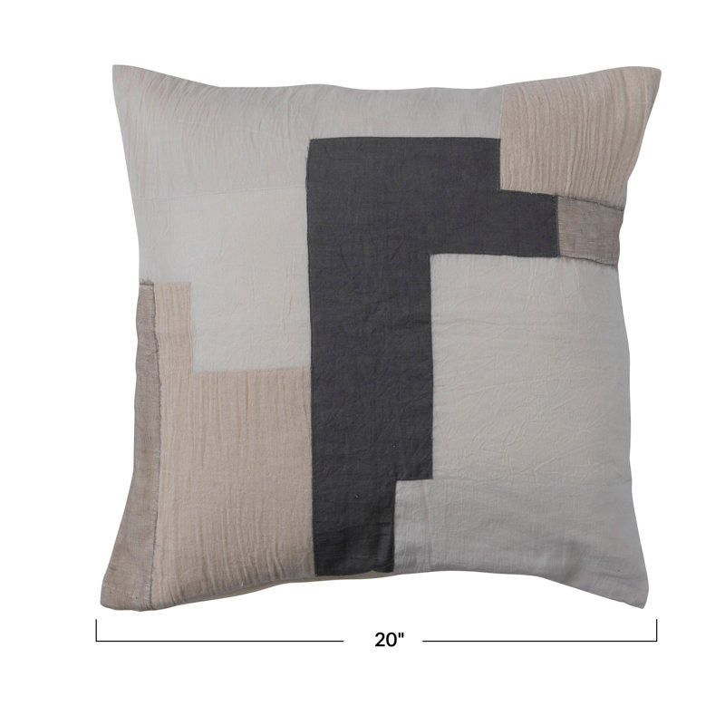 Embroidered Cotton Blend Throw Pillow