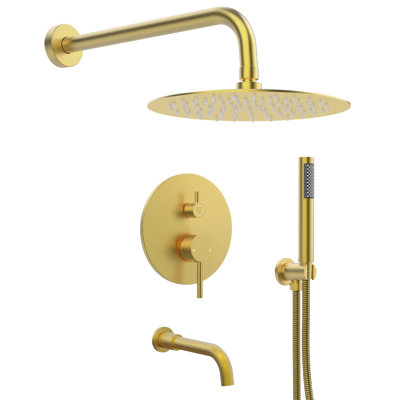 10" High-Pressure Wall Mount Rainfall Tub And Shower Faucet with Rough-in Valve