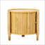 Table basse rotative moderne avec rotin et rangement caché, parfaite pour les espaces de vie élégants et fonctionnels.