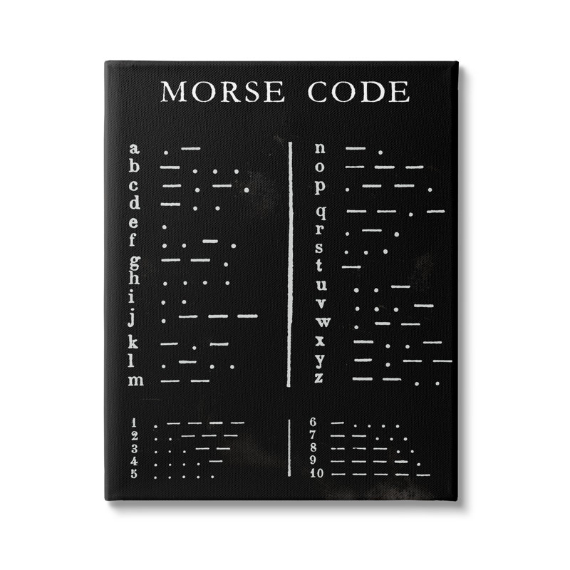 Alphabet et chiffres rétro de Morse par Vision Studio - Art textuel, Toile tendue, H 20 po x l 16 po