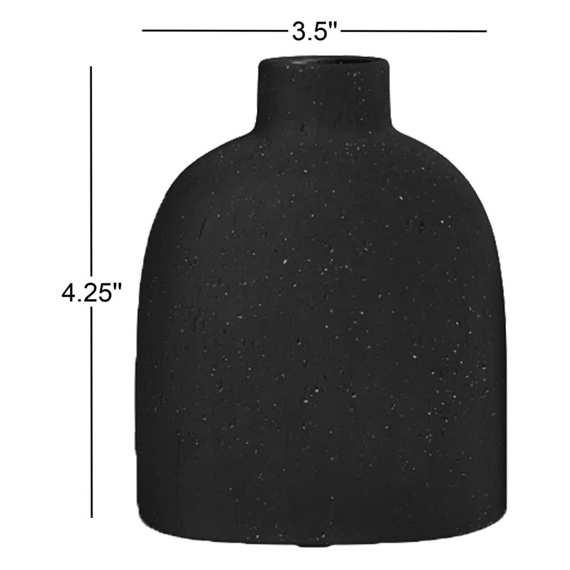 Vase de table en céramique Abie, H 4,25 po x l 3,5 po x P 2 po, Noir
