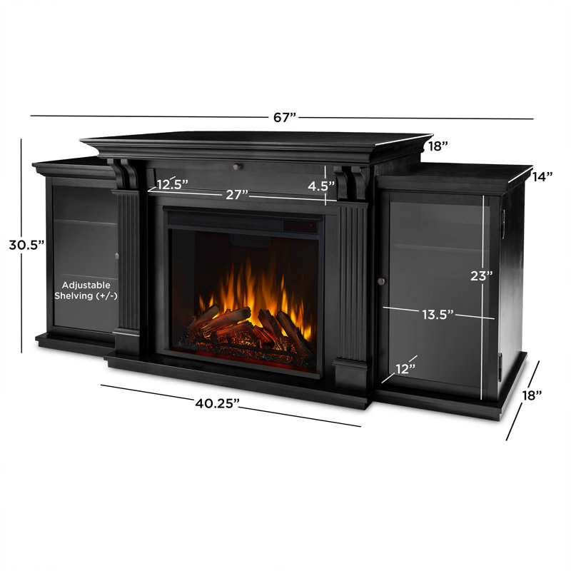 Calie 67'' TV Stand with Fireplace, Black
