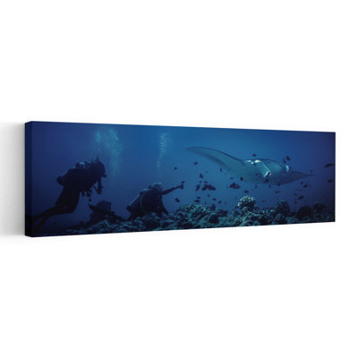 Art mural tropical, océan serein contemporain