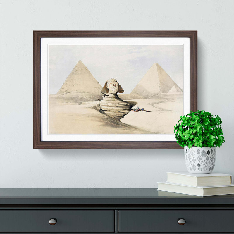 The Great Sphinx Pyramids of Giza by David Roberts - Picture Frame Painting Print, 48cm H x 65cm W x 2cm D, Walnut Framed