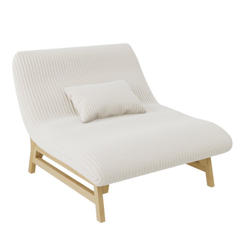 51'' Armless Lounge Chair, 2-In-1 Convertible Floor Sofa Bed With Solid Wood Frame, Beige