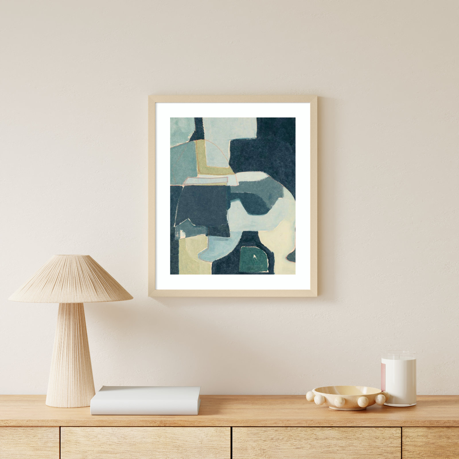 Blue Note III by Rob Delamater, Brown Framed, 25" H x 21" W x 1" D