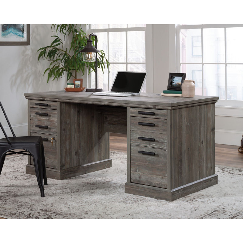 Bureau double caisson Aspen, Gris