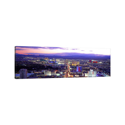 Dusk Las Vegas NV USA - Wrapped Canvas Panoramic Print