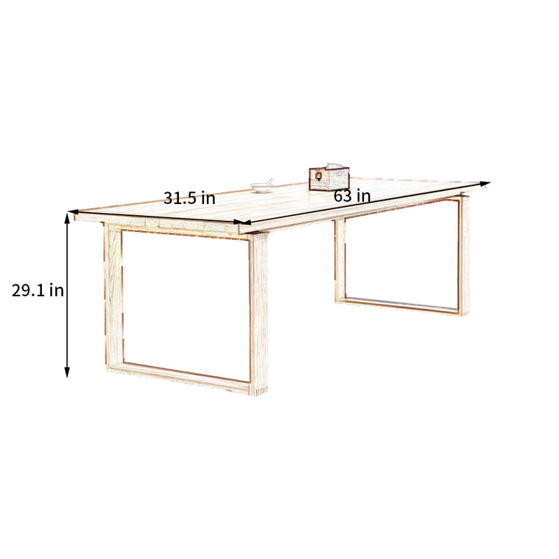 Tida Oak Solid Wood Dining Table, 29.1"H x 63"L x 31.5"W