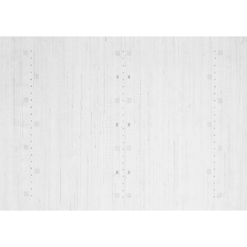 Tapis gris / blanc en chenille / polyester tissé à la machine Shivnath, Rectangle 5 pi x 7 pi