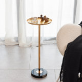 Adjustable Side Table, Small Tea Table, Pedestal End Table For Display And Storage