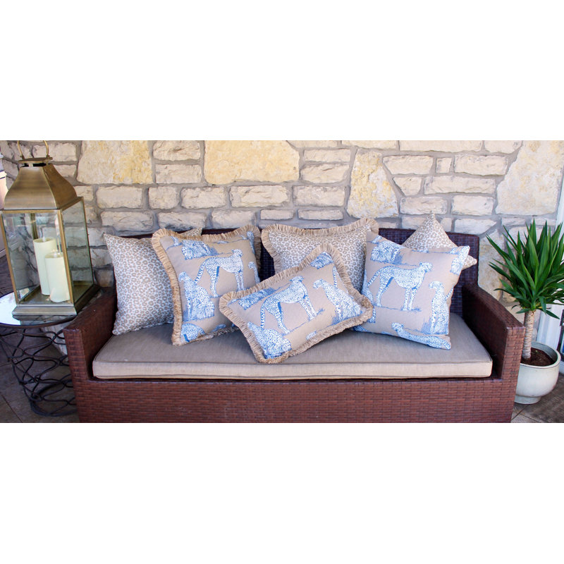 Sallie Duncan Designs Indoor/Outdoor Pillow Cover & Insert, Blue/Tan/White, Rectangular
