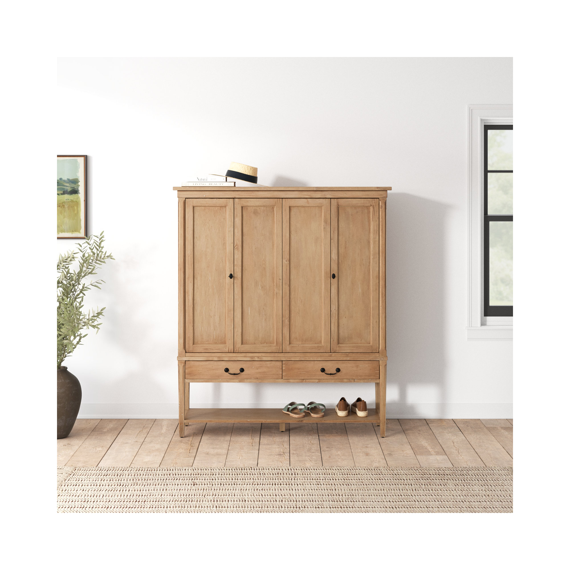 Annabel Solid Wood 4 - Armoire, Aged Light Pine