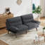 Canapé-lit futon convertible 66 po avec dossier réglable et accoudoirs à 5 niveaux, canapé-lit en velours côtelé, causeuse pour petit espace, appartement ou bureau, gris-100150246-108486678