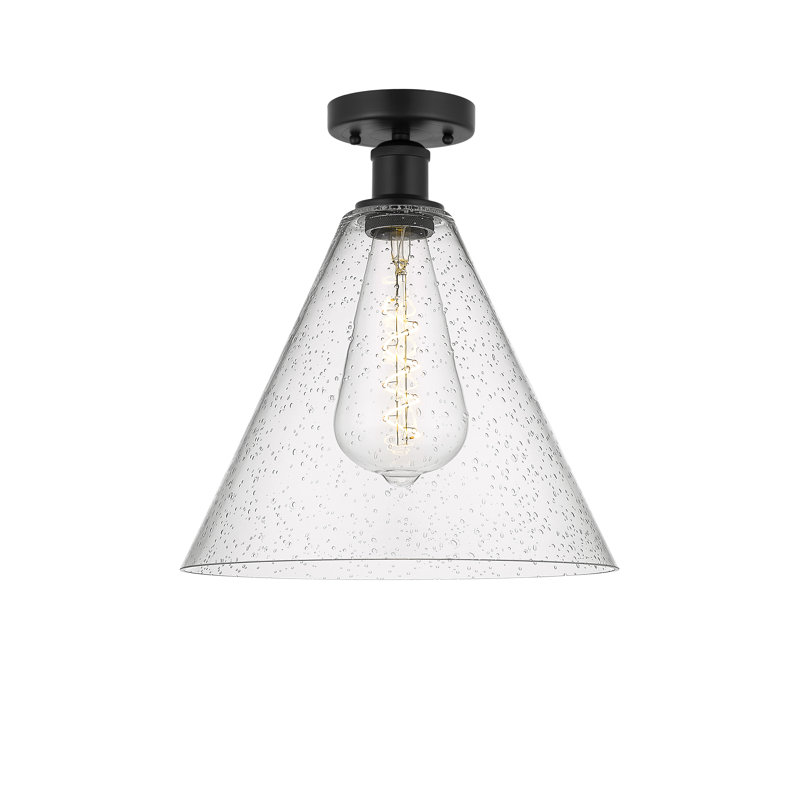 Plafonnier semi-encastré 1 lumière Anirud, Noir mat, H 14,75 po x l 12 po x P 12 po