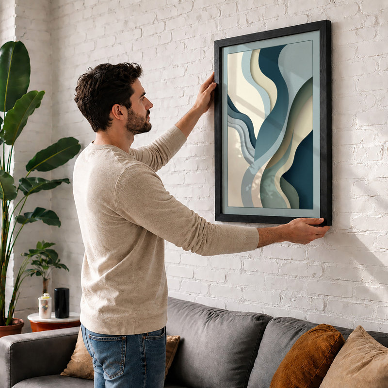 Layered Tidal Forms Minimalist - Print, A1 - 84.1 x 59.4 cm, White
