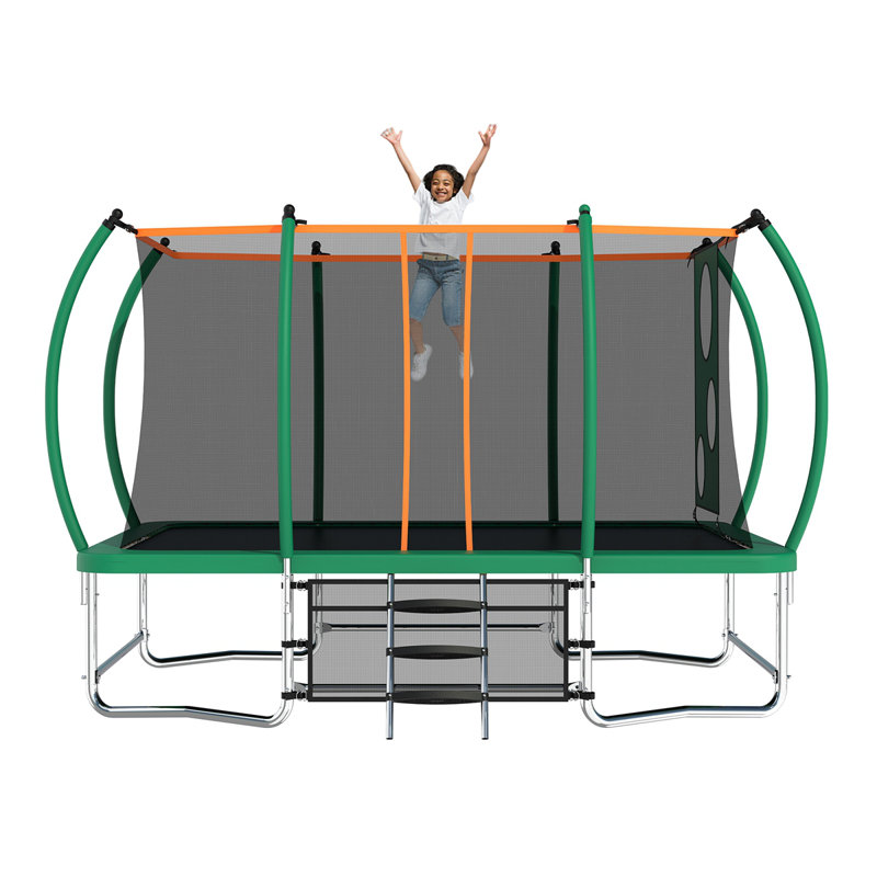 Longue trampoline rectangulaire extérieure pour adultes 8X14FT, Vert