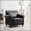 Élégante chaise de canapé à 1 place avec coussin amovible et élégante décoration cloutée argentée, confortable et durable-1050256998