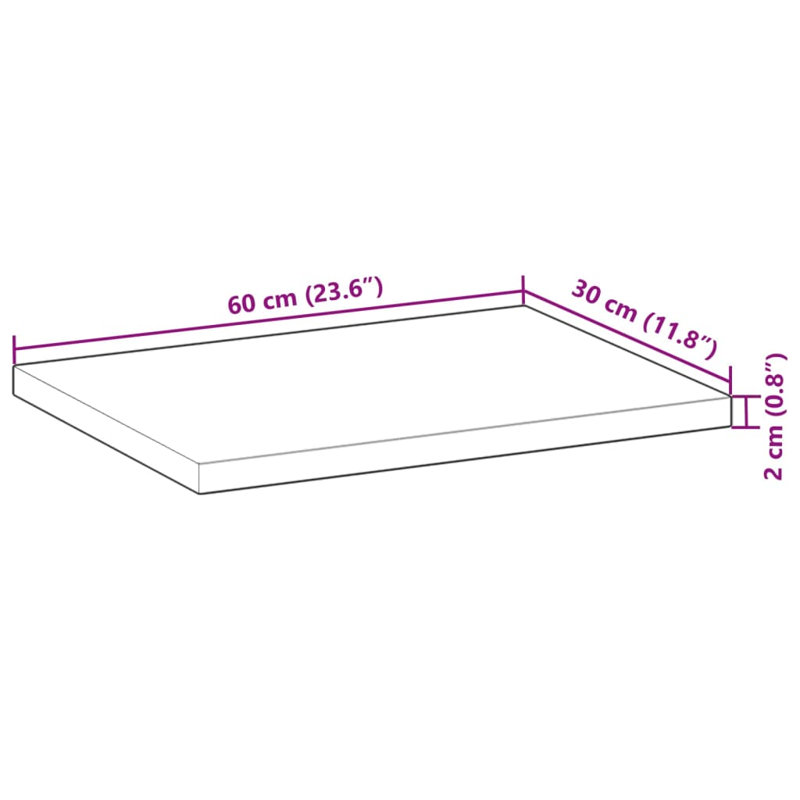 Floating Shelves 3 Pcs Solid Wood Acacia, Light Brown/Black, 2cm H x 60cm W x 30cm D