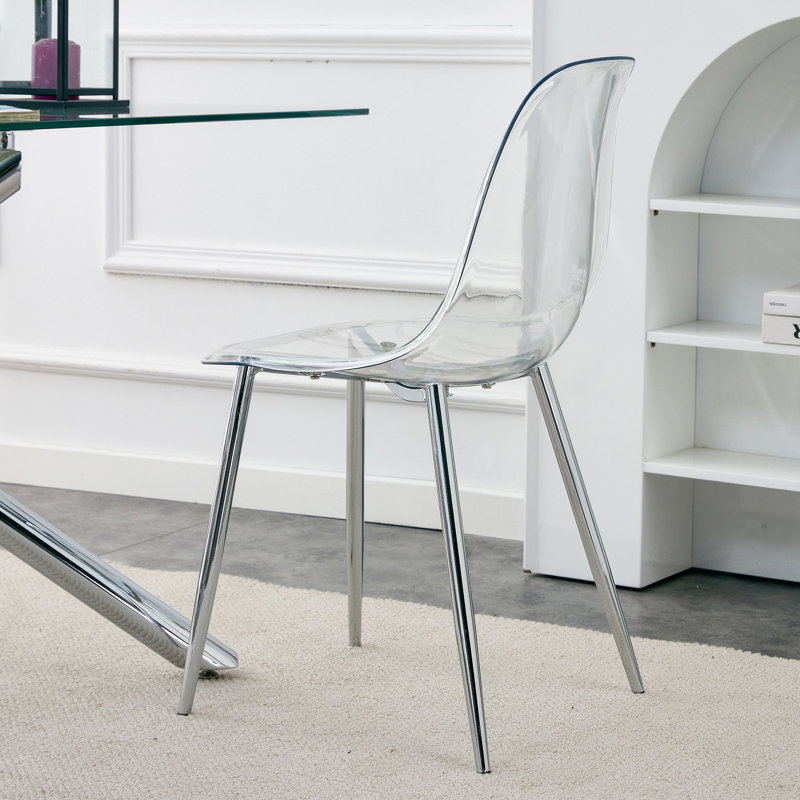 Chaise de salle à manger moderne simple et transparente, chaise en plastique sans accoudoirs, chaise nordique de maquillage, tabouret de maquillage et de métal