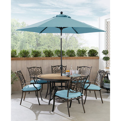 Adrash 6 - Person Patio Dining Set with Round Table , Cushions Included