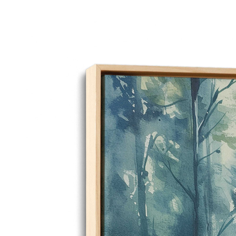 «Blue and Green Enchanted Forest I», reproduction sur toile, Encadrement brun clair, H 32,75 po x l 32,75 po