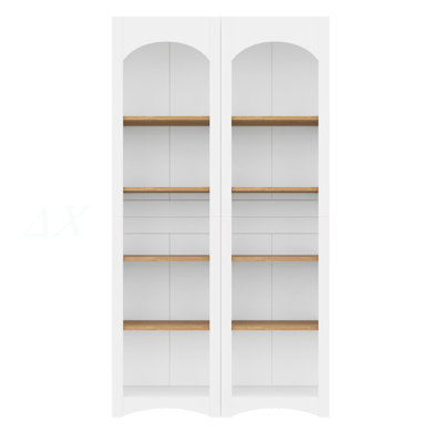 Bibliothèque autoportante à 5 niveaux, ensemble de 2 bibliothèques, armoire de rangement Farmhouse deux tons avec tablettes réglables, garde-manger moderne de 72 po de hauteur pour salon, bureau à domicile