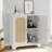 Rattan Sideboard Buffet Storage Cabinet with Solid Wood Legs and Anti-Tipping Kit