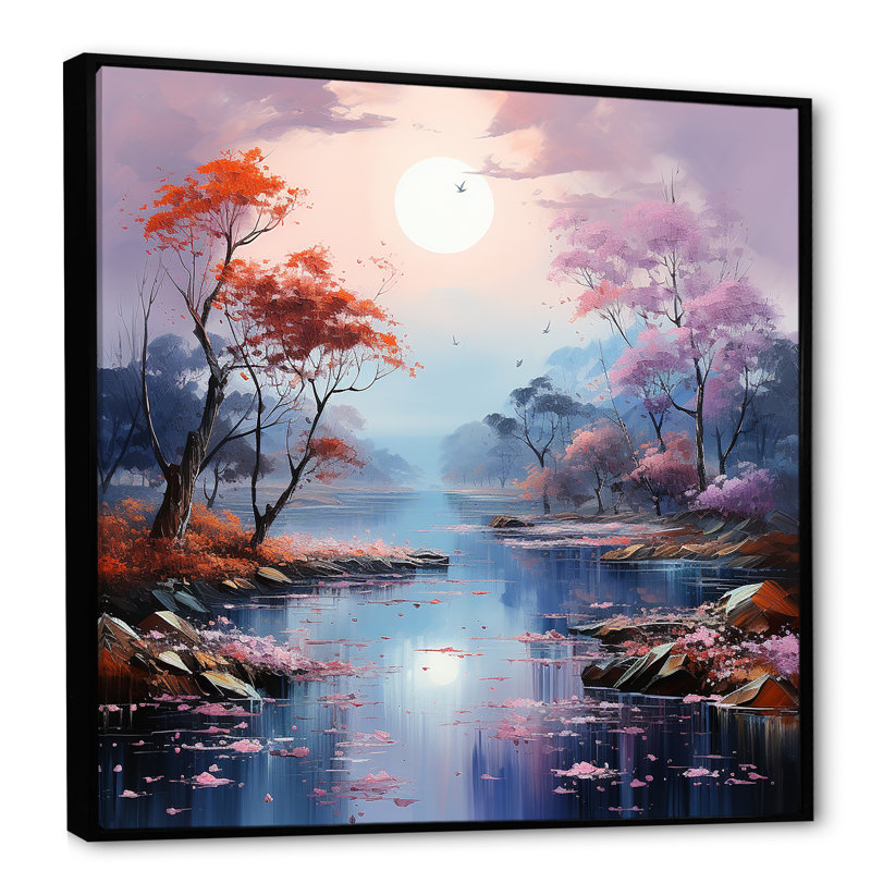 «Mystical Lakes Charm», impression sur toile, H 16 po x l 16 po x P 1 po, Cadre flottant noir