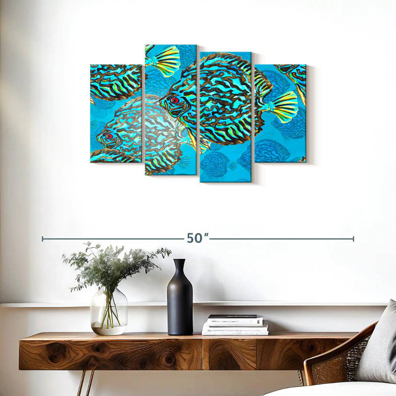 Brampt Turquoise Discus Fish, 22" H x 36" W