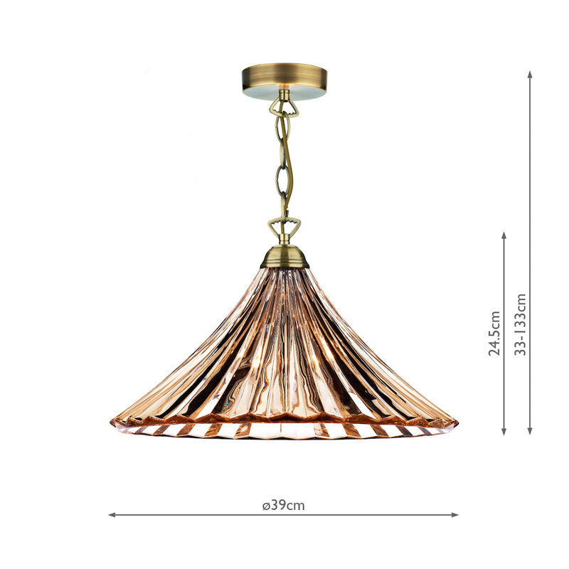 Behne 1 - Light Cone Pendant, Antique Brass with Amber Glass Shade