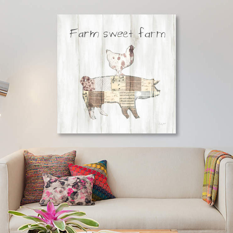 « farm family vii », impression sur toile, H 12 po x l 12 po x P 1,5 po, Toile tendue, Pas de tapis