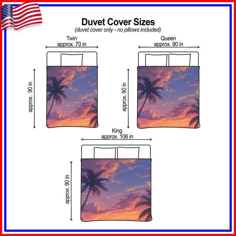 Housses de couette Sunset Beach Scene, Grand lit