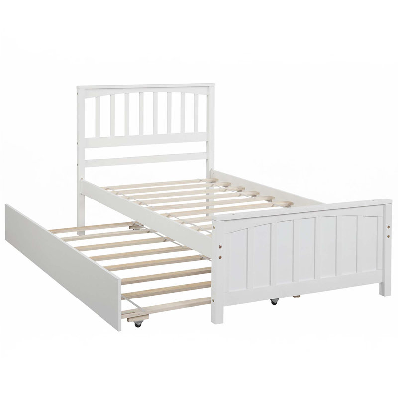 Lit plateforme simple avec lit gigogne, Blanc