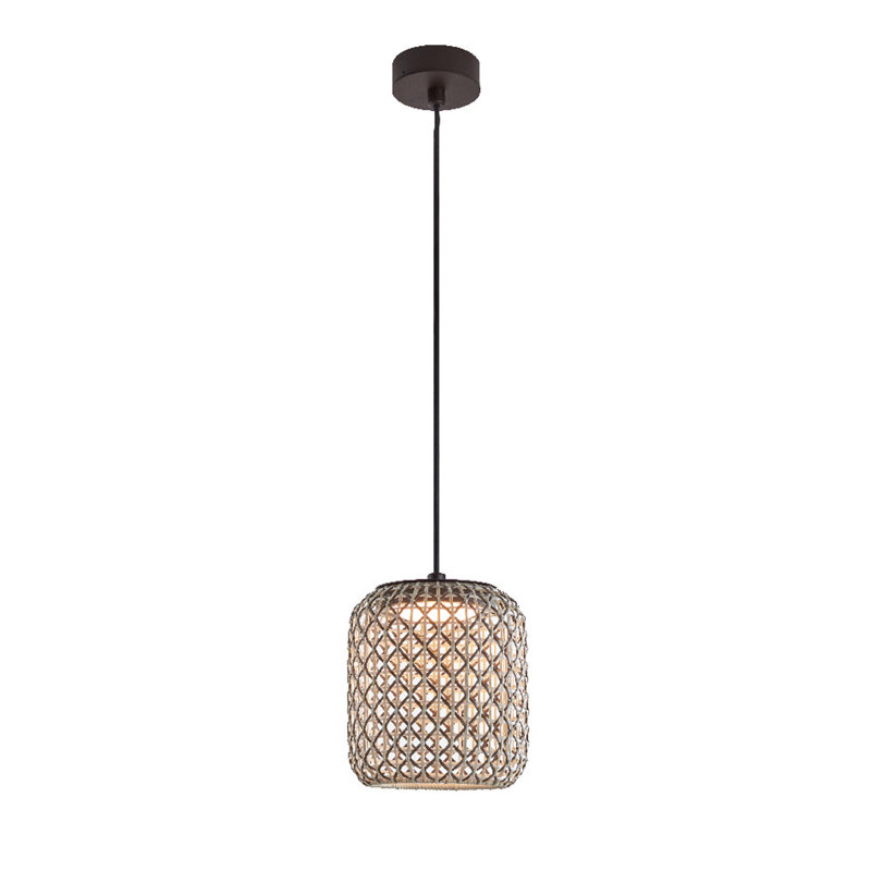Luminaire suspendu tambour 1 lumière DEL Nans, H 9,72 po x l 8,5 po x P 8,5 po, Brun