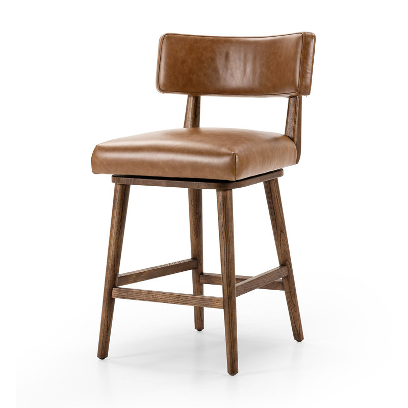 Tabouret de bar et de comptoir Lando, Châtaignier Sonoma, Tabouret de comptoir (siège d'une hauteur de 27 p