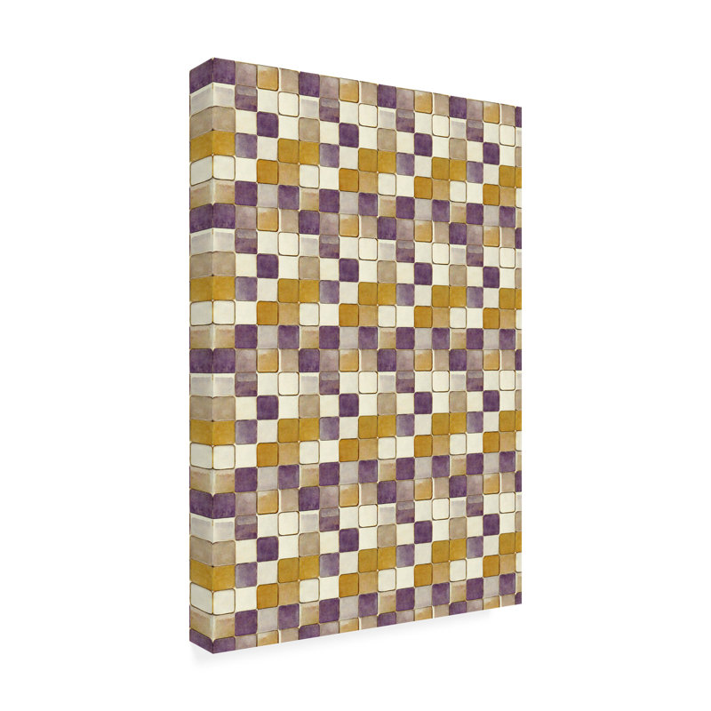 Treechild Purple And Ochre Tile Pattern Canvas Art, H 24 po x l 16 po x P 2 po