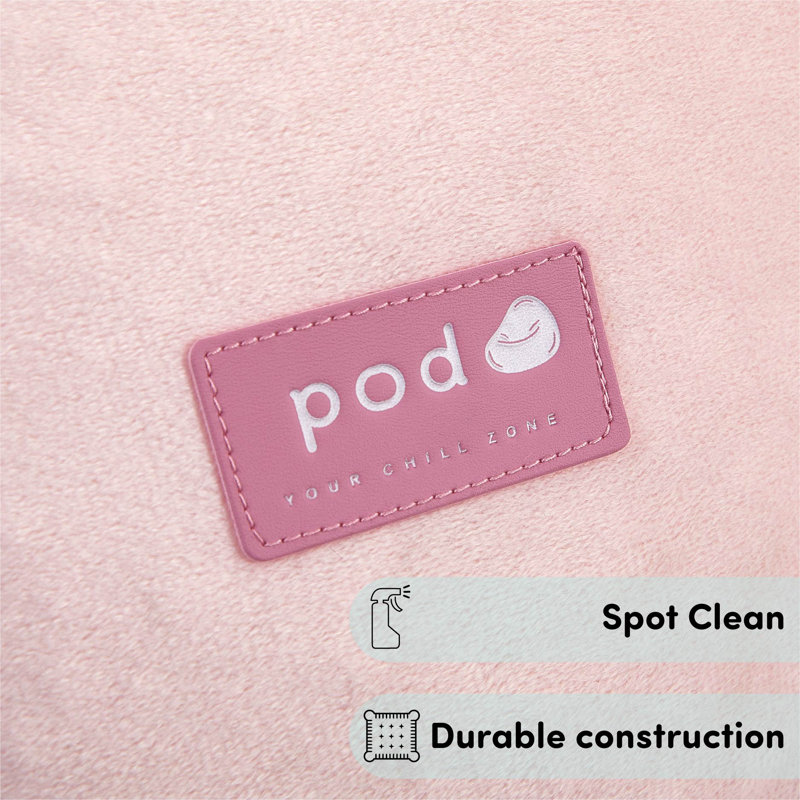  x Pod Curved Back Kids Bean Bag Chair, Soft Plush Lounge Seat for Bedroom or Playroom, Blush, Pink, 16" H x 23" W x 18.5" D