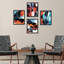 Ensemble de 4 reproductions murales géométriques abstraites encadrées sur papier quadrillé rouge et bleu encadrées sur papier, impression de 4 pièces-93012284-93012285