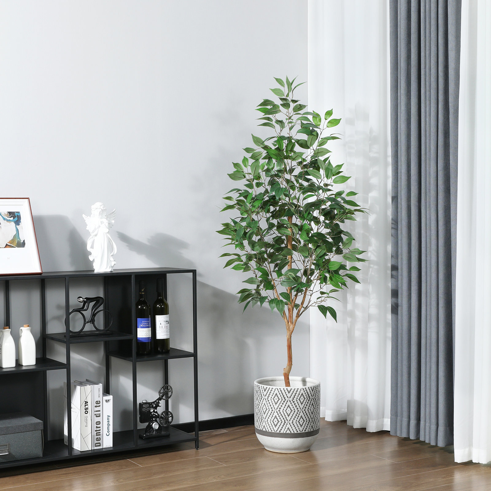 Adcock Ficus Tree in Pot, 59" H x 15" W x 15" D