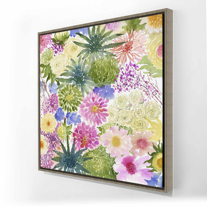 Paquet de fleurs exotiques - Toile encadrée vert botanique