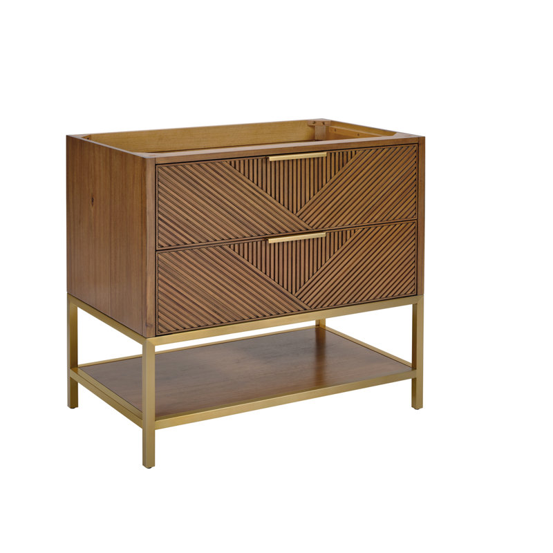 Diamond 36'' W Single Vanity, Matte Black, Walnut, White Quartz