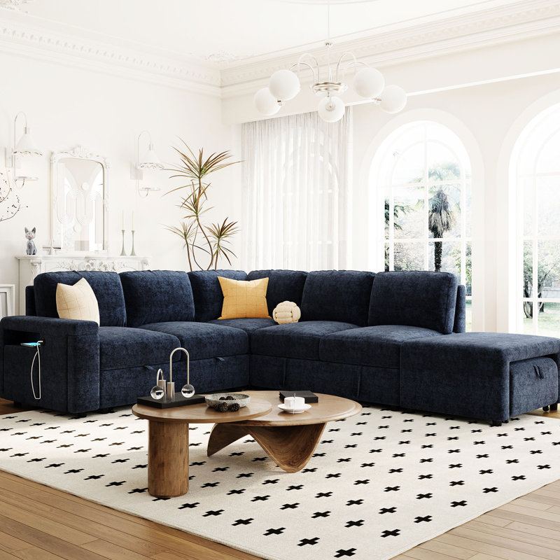 En forme de L avec rangement intégré et porte-gobelet - couleur bleue, cadre en contreplaqué pour la vie, le bureau, les appartements et le tissu