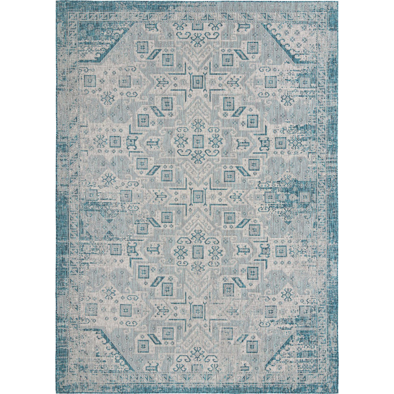 Outdoor Chand Area Rug Blue Color, Rectangle 10' x 14'