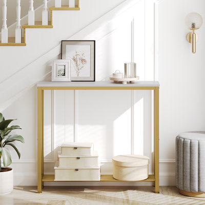 Petite console 29,5 po à 2 niveaux avec console étroite et rangement