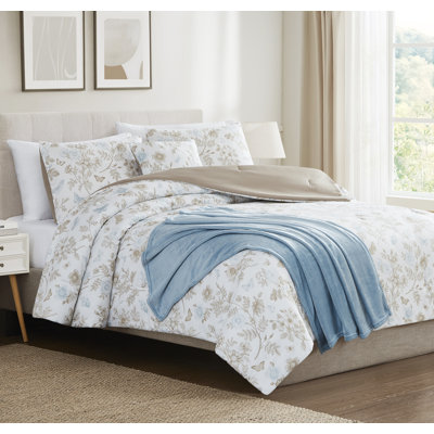 Naomi Flower Comforter Set With Throw